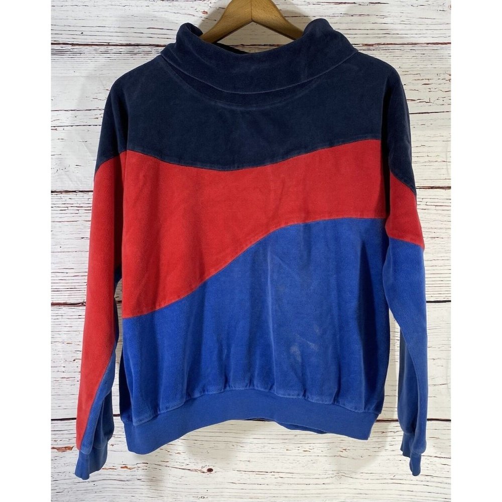 Vintage Harbor Belle Velour Colorblock Sweatshirt Womens Retro Streetwear Shirt